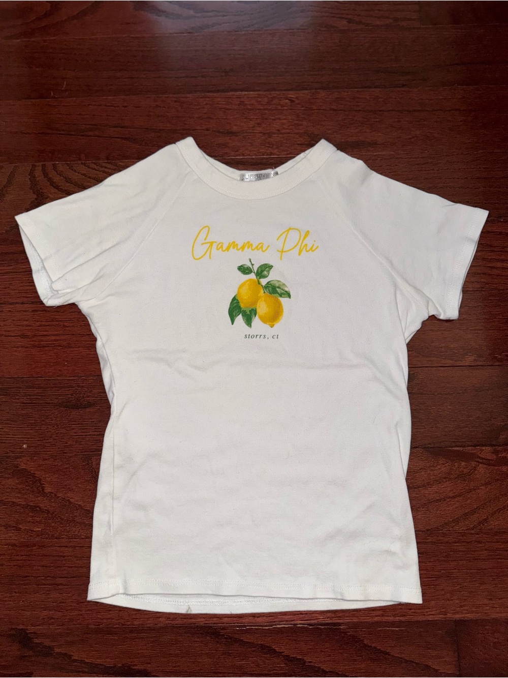 UConn Gamma Phi White Lemon Graphic Tee